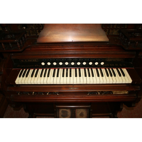 266 - Bridgeport Organ Company of Bridgeport US pianola, retailed by Payne of London, 108cm wide.