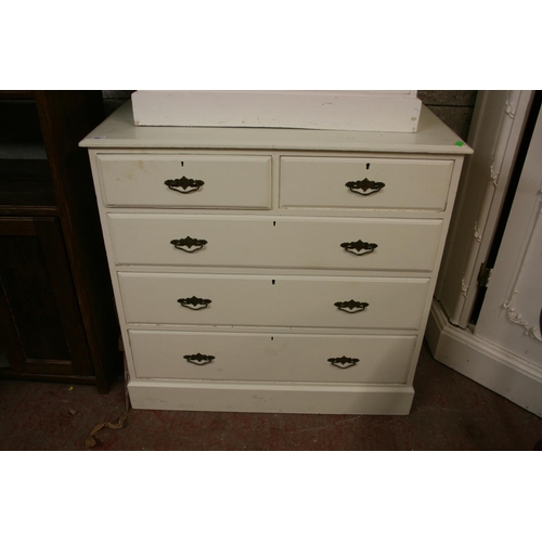 267 - Victorian cream painted chest of drawers, the  moulded cornice above two short frieze drawers, ... 