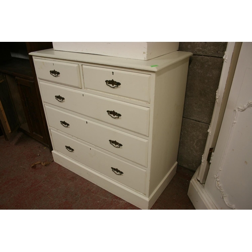 267 - Victorian cream painted chest of drawers, the  moulded cornice above two short frieze drawers, ... 