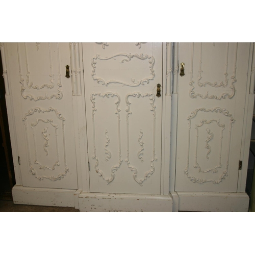 272 - Antique French style three door break front wardrobe, the ornate cornice with acanthus leaf and berr... 