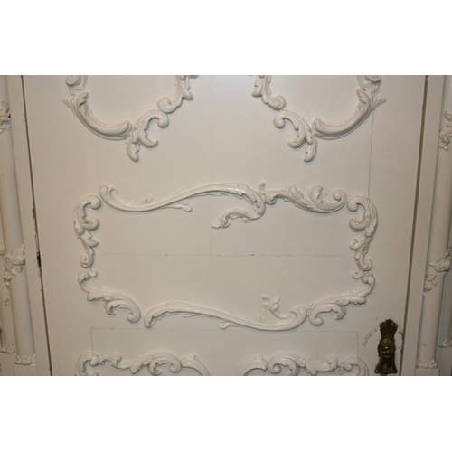 272 - Antique French style three door break front wardrobe, the ornate cornice with acanthus leaf and berr... 