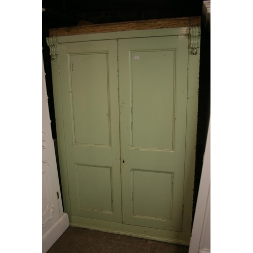 273 - Victorian green painted two door cupboard, 207cm high.