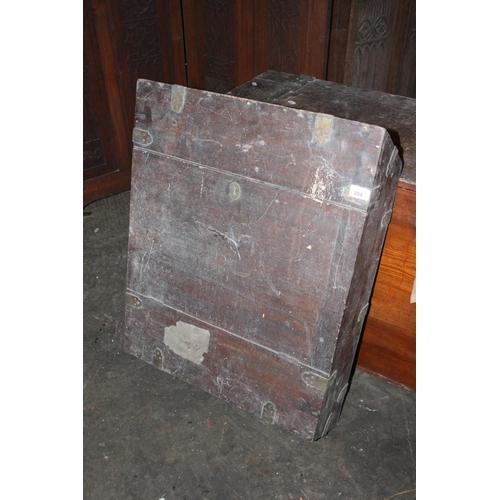 284 - Unusual antique brass bound mahogany case, 70cm high.