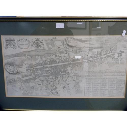 1 - Group of prints to include Edinburgh from Craigleith and an old plan of the City and Castle of Edinb... 