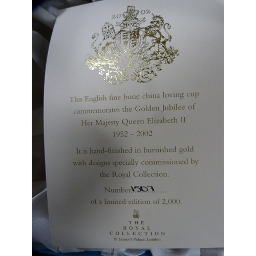 106 - The Royal Collection English fine bone china loving cup to commemorate the Golden Jubilee of HM The ... 