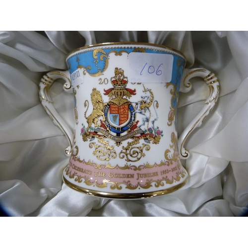 106 - The Royal Collection English fine bone china loving cup to commemorate the Golden Jubilee of HM The ... 