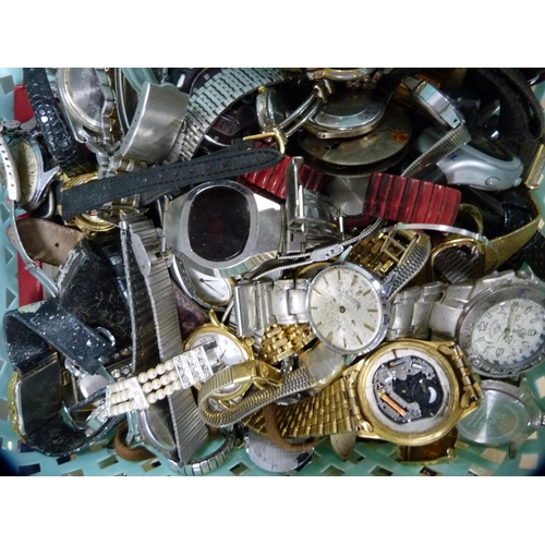 108 - Two tubs of assorted watch movements and parts.