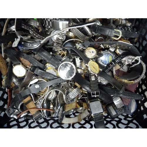 119 - Two tubs containing miscellaneous watches and parts to include automatic, manual wind and modern exa... 