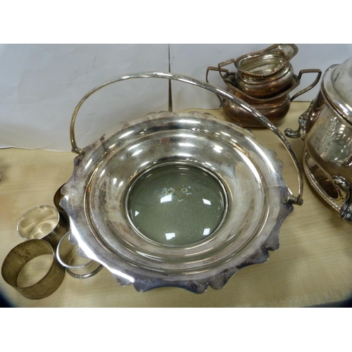 17 - Collection of EP ware to include tray, cased cutlery, napkin rings, cake basket etc.