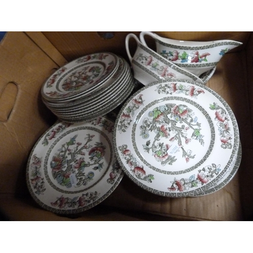 19 - Box of assorted collector's plates to include Wedgwood, also Indian Tree pattern dinnerwares by John... 