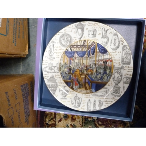 19 - Box of assorted collector's plates to include Wedgwood, also Indian Tree pattern dinnerwares by John... 