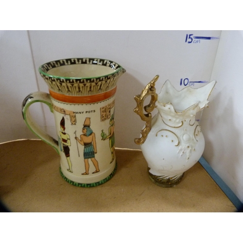 241 - Belleek teapot and a similar cream jug, early black backstamp for Fermanagh to the underside, simila... 