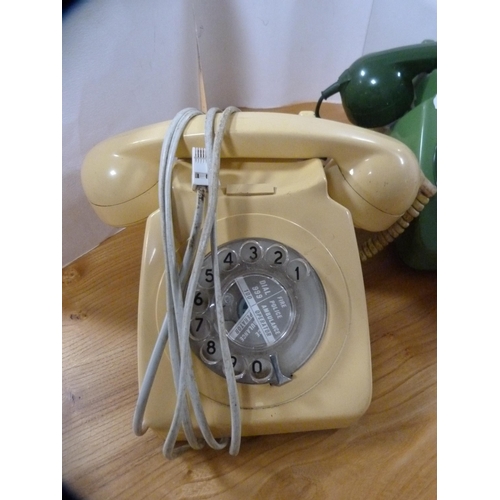 243 - Retro telephones in red, cream and green.  (3)