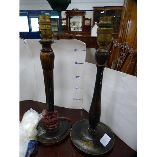 249 - Group of candlesticks to include antique japanned examples.  (6)