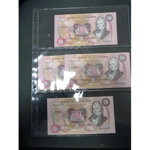 281 - Four Bank of Scotland change of prefix and last prefix £20 banknotes, all signed by Pattullo/Burt to... 