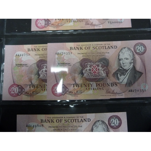 281 - Four Bank of Scotland change of prefix and last prefix £20 banknotes, all signed by Pattullo/Burt to... 