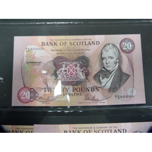 281 - Four Bank of Scotland change of prefix and last prefix £20 banknotes, all signed by Pattullo/Burt to... 