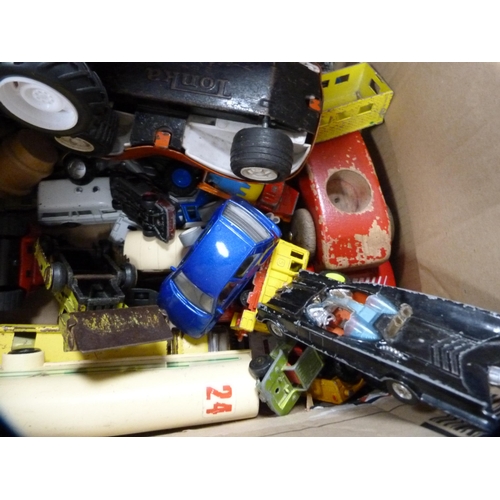 30 - Box of diecast vehicles, cars etc., to include Tonka, Matchbox etc.