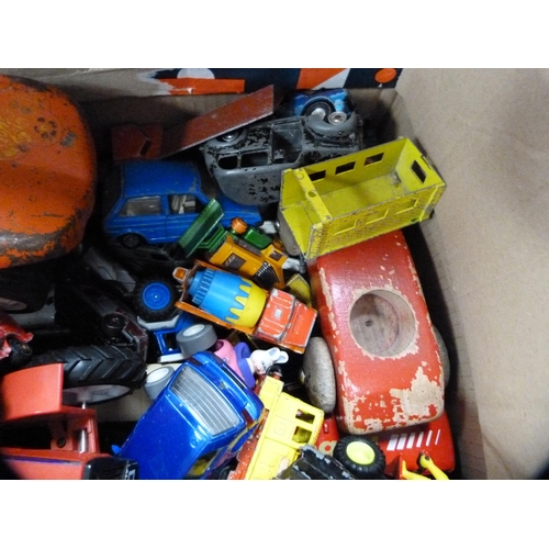 30 - Box of diecast vehicles, cars etc., to include Tonka, Matchbox etc.