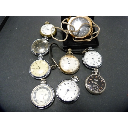 319 - Quantity of Ingersoll pocket watches, also an Ingersoll stopwatch.  (9)