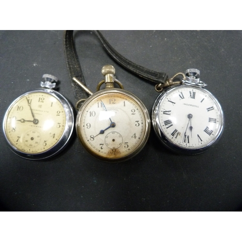 319 - Quantity of Ingersoll pocket watches, also an Ingersoll stopwatch.  (9)