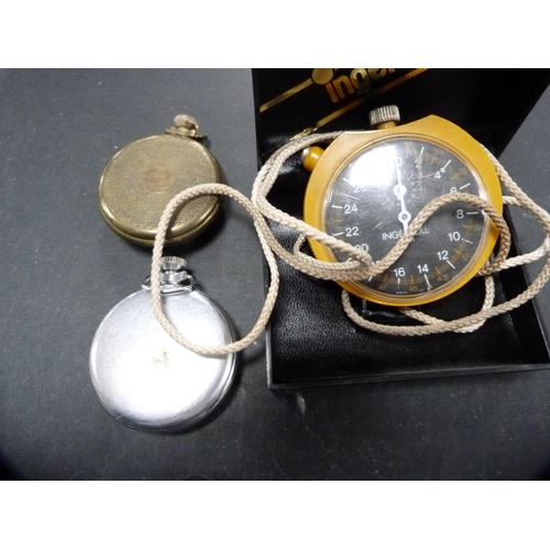 319 - Quantity of Ingersoll pocket watches, also an Ingersoll stopwatch.  (9)