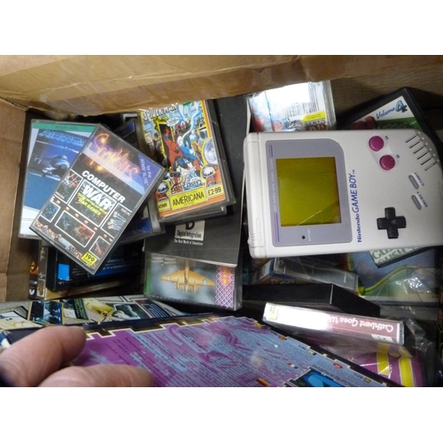 44 - Carton containing assorted computer, Playstation 1 and Atari games, also assorted DVDs and a Nintend... 