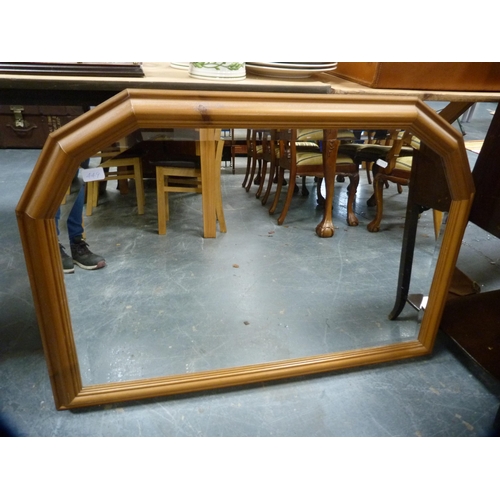 449 - Pine-framed overmantel mirror.