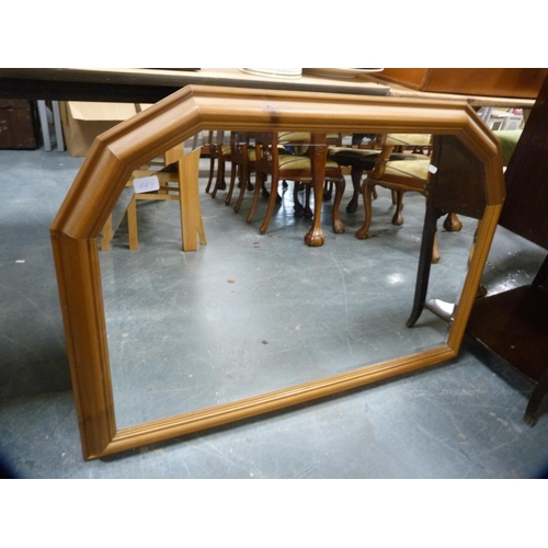 449 - Pine-framed overmantel mirror.