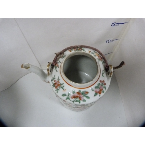 53 - 18th century famille rose charger (a/f) also a 19th century Chinese famille rose teapot (a/f).