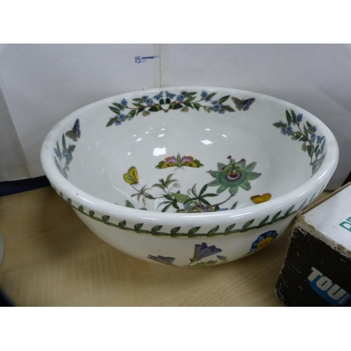 7 - Portmeirion large botanical tureen with ladle, a matching bowl, spill vase and cup, and another Port... 