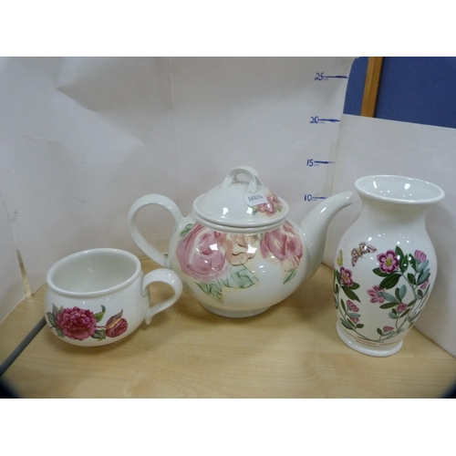 7 - Portmeirion large botanical tureen with ladle, a matching bowl, spill vase and cup, and another Port... 