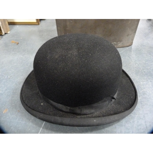 81 - Bowler hat retailed by Tress & Co., London, in a tin hat box.