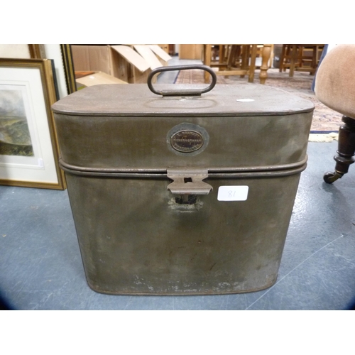 81 - Bowler hat retailed by Tress & Co., London, in a tin hat box.