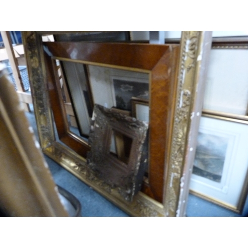 82 - Group of prints, antique giltwood picture frame, gilt gesso frame and other frames.