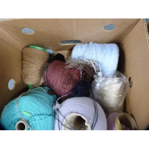 91 - Two cartons containing assorted wool.