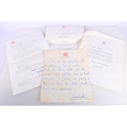 150B - Letter from Buckingham Palace reading 'We are delighted with the charming dessert service which has ... 