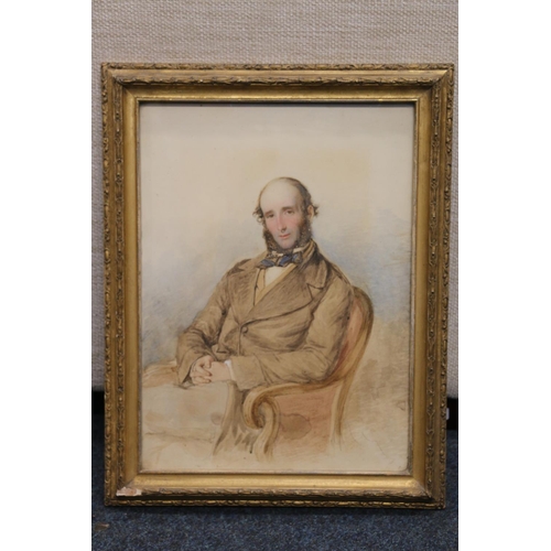 20D - 20TH CENTURY SCHOOL Portrait of a seated gentleman Watercolour painting on paper, unsigned, 43cm x 3... 