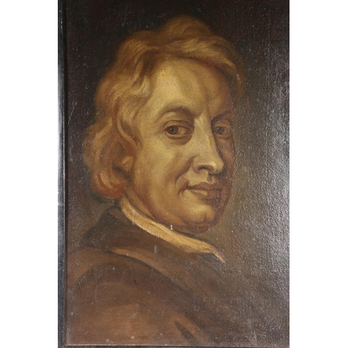 20G - 19TH CENTURY SCHOOL Bust length portrait of a gentlemanOil on canvas, unsigned, 43cm x 29cm, wood fr... 