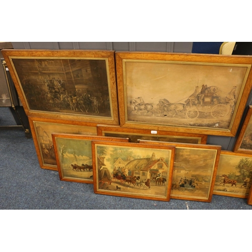 20L - Twelve oak framed coaching prints. (12)