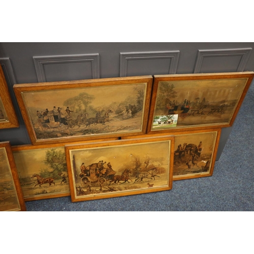 20L - Twelve oak framed coaching prints. (12)