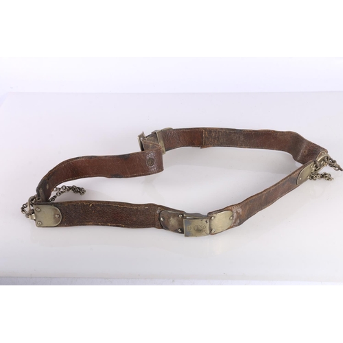 362 - Early brown leather and white metal belt by Thornhill of Bond Street bearing the initials 'GDC'.