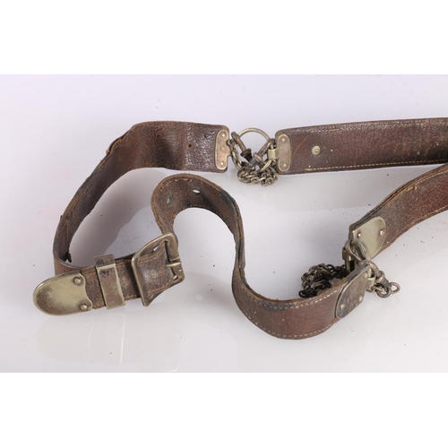 362 - Early brown leather and white metal belt by Thornhill of Bond Street bearing the initials 'GDC'.