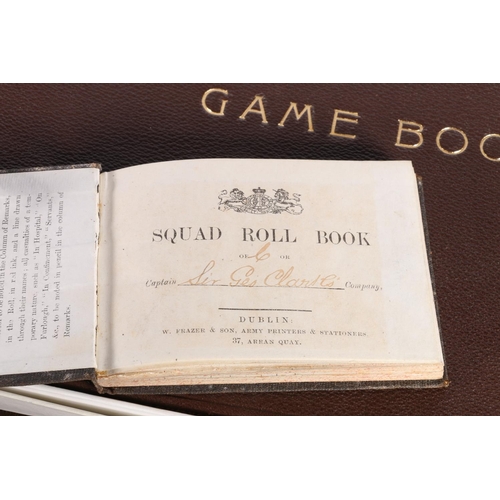 363 - Small squad roll book of Captain Sir George Clerk, unused game book, and two folders.