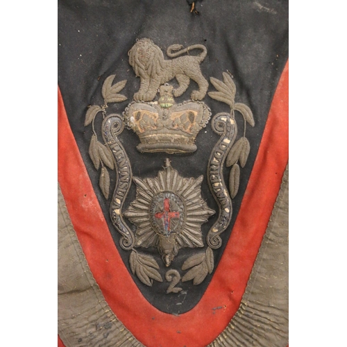 367 - Two British Army black cloth panels with bullion wire crest, with banners Peninsular and Waterloo, 7... 