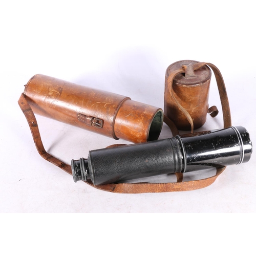 371 - Dallmeyer of London four draw telescope in original leather case, 89cm when fully extended.