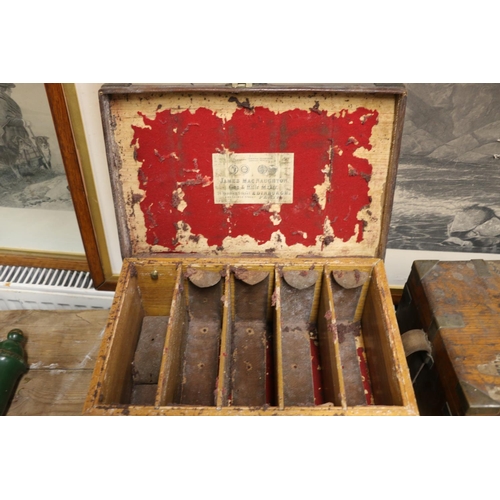 372 - James McNaughton of Edinburgh and Perth leather bound wooden cartridge box, named to J Robertson of ... 