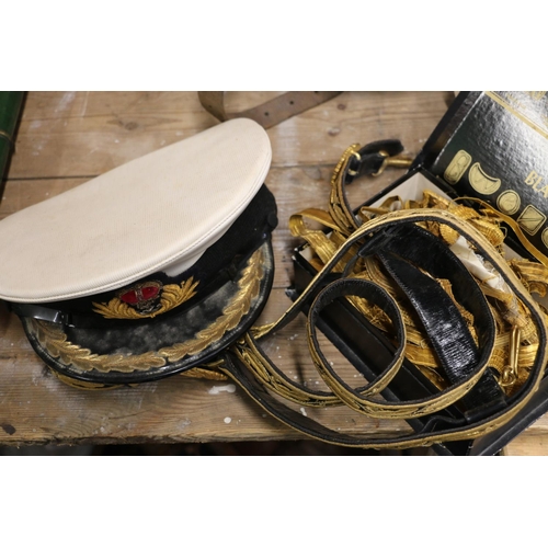 373 - Gieves of London British Naval belt with gilt metal buckle, having fouled anchor and bullion wire th... 