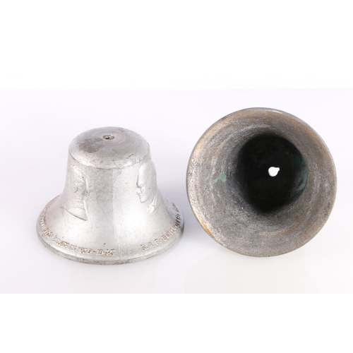 375 - RAF Benevolent Fund cast metal bell made from the metal of a shot down German Aircraft from WWII, an... 