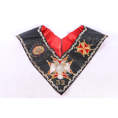 389A - Masonic cravat collar with insignia including double headed eagle holding sword, '32' below, Knight'... 